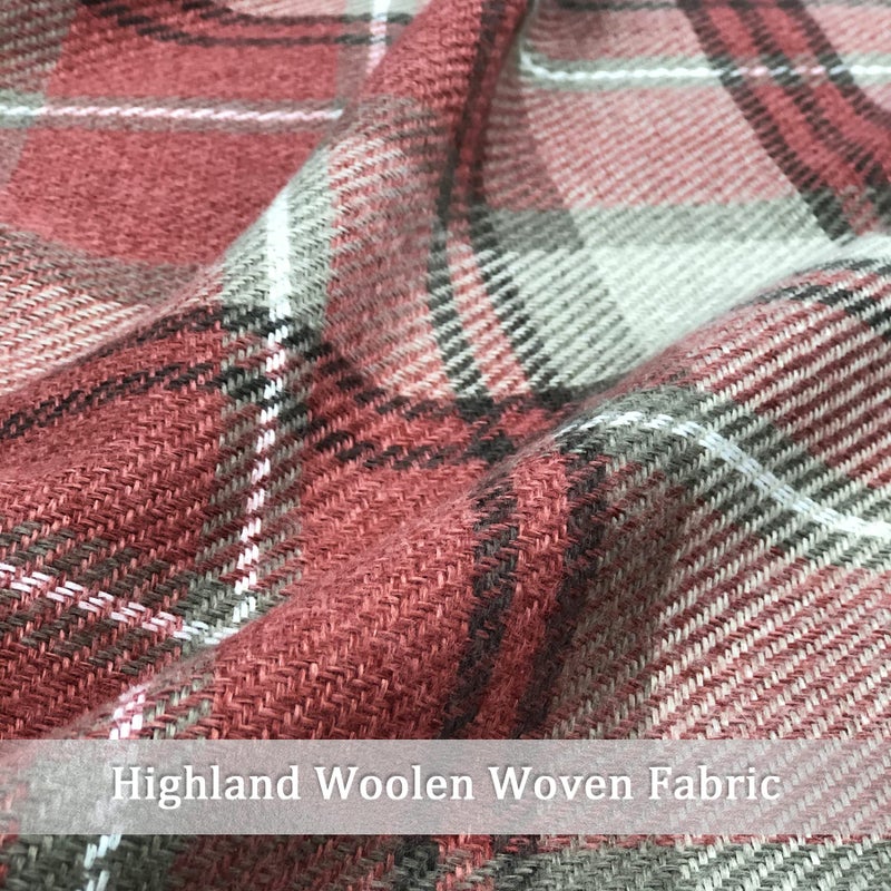 always4u Plaid Curtains Highland Woolen Look Modern Classic Window Drapes Red Check Tartan Curtains for Living Room Bedroom 2 Panels Burgundy Red 45 * 84 Inches - Image 5